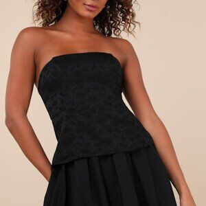 Lulus Chic Consideration Black Strapless Top - Size XL